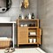 Natural Wicker Bathroom Floor Cabinet with Adjustable Shelves and Doors